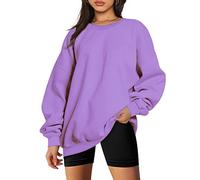 Sweatshirts for Women UK Oversized Sweatshirt Crewneck Long Sleeve Shirts Pullover Workout Solid Color Loose Soft Shirts Cute y2k Jumpers Tops Winter Clothes Size 8-22