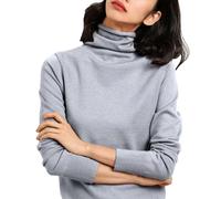 Sweatshirts for Women UK Plus Size Long Sleeve Pullover Turtleneck Sweater Soft Comfortable Lightweight Fall Winter Solid Color Oversized Tops Cashmere Jumper Warm Loose Sweaters Grey
