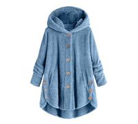 Sweatshirts for Women UK Sherpa Teddy Fleece Hoodie Jacket Fluffy Loose Cute Button Down Outwear Soft Warm Jacket Overcoat Faux Fur Fuzzy Sweatshirts Cardigan Plus Size