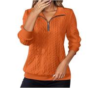Sweatshirts For Women Uk,Solid Color Casual Stand Collar Half Zip Long Sleeve Athletic Sweatshirt No Hood Pullover With Pockets