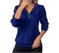Sweatshirts For Women Uk,Solid Color Casual Stand Collar Half Zip Long Sleeve Athletic Sweatshirt No Hood Pullover With Pockets