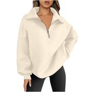 Sweatshirts for Women UK Women's Half Zip Sweatshirts Long Sleeve Stand Collar Pullover Solid Color Jumpers Streetwear Shirts Sports Running Tops Jacket Sportswear Streetwear Loose Ladies Blouses