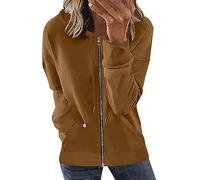 Sweatshirts for Women Warehouse Deals Full Zip Long Sleeve Ladies Hoodies Plain Drawstring Relaxed Fit Jumper Comfy Dressy Fashion Fall Outfits Workout Sports and Holiday Loungewear