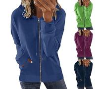 Sweatshirts for Women Warehouse Deals Full Zip Long Sleeve Ladies Hoodies Plain Drawstring Relaxed Fit Jumper Comfy Dressy Fashion Fall Outfits Workout Sports and Holiday Loungewear