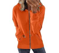 Sweatshirts for Women Warehouse Deals Full Zip Long Sleeve Ladies Hoodies Plain Drawstring Relaxed Fit Jumper Comfy Dressy Fashion Fall Outfits Workout Sports and Holiday Loungewear