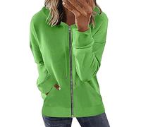 Sweatshirts for Women Warehouse Deals Full Zip Long Sleeve Ladies Hoodies Plain Drawstring Relaxed Fit Jumper Comfy Dressy Fashion Fall Outfits Workout Sports and Holiday Loungewear