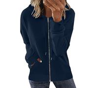 Sweatshirts for Women Warehouse Deals Full Zip Long Sleeve Ladies Hoodies Plain Drawstring Relaxed Fit Jumper Comfy Dressy Fashion Fall Outfits Workout Sports and Holiday Loungewear