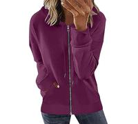 Sweatshirts for Women Warehouse Deals Full Zip Long Sleeve Ladies Hoodies Plain Drawstring Relaxed Fit Jumper Comfy Dressy Fashion Fall Outfits Workout Sports and Holiday Loungewear