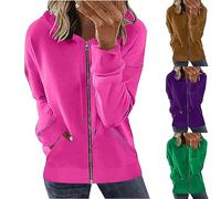 Sweatshirts for Women Warehouse Deals Full Zip Long Sleeve Ladies Hoodies Plain Drawstring Relaxed Fit Jumper Comfy Dressy Fashion Fall Outfits Workout Sports and Holiday Loungewear