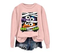 Sweatshirts for Women Womens Halloween Sweatshirt Halloween Theme Month Pullover Tops Fashion Graphic Print Long Sleeve Blouse Casual Crewneck Sweatshirt Lightweight Fall Pullover Spooky Season