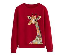 Sweatshirts for Women Women's Hoodies & Sweatshirts Giraffe Printing Sweatshirt Drop Shoulder Hoodie Plus Size Pullover Top (Red, XXL)