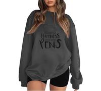 Sweatshirts For Women You Can't Say Happines Without Saying Penis Crewneck Loose Fit Graphic Ladies Sweatshirt Comfy Pullover Fall Trendy Winter Causal (Dark Gray, XXL) Bed Jackets For Elderly Women