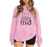 Sweatshirts For Women You Can't Say Happines Without Saying Penis Crewneck Loose Fit Graphic Ladies Sweatshirt Comfy Pullover Fall Trendy Winter Causal (Pink, L) Women's Fleece Jacket