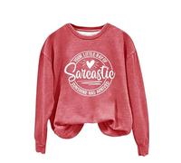 Sweatshirts For Women Your Little Ray Of Sarcastic Sunshine Has Arrived Plus Size Crewneck Long Sleeve Ladies Sweatshirt Fall Winter Trendy Comfy Causal (Watermelon Red, 4XL) Warm Jackets For Women