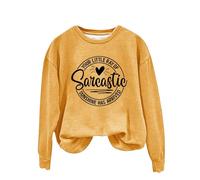 Sweatshirts For Women Your Little Ray Of Sarcastic Sunshine Has Arrived Plus Size Crewneck Long Sleeve Ladies Sweatshirt Fall Pullover Winter Trendy Comfy Causal (Yellow, 4XL) Womens Padded Jacket