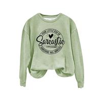Sweatshirts For Women Your Little Ray Of Sarcastic Sunshine Has Arrived Plus Size Crewneck Long Sleeve Ladies Sweatshirt Fall Pullover Winter Trendy Comfy Causal (Mint Green, 4XL) Women's Coat