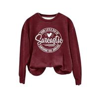 Sweatshirts For Women Your Little Ray Of Sarcastic Sunshine Has Arrived Plus Size Crewneck Long Sleeve Ladies Sweatshirt Fall Pullover Winter Trendy Comfy Causal (Wine, 4XL) Women's Heated Jackets