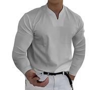 Sweatshirts Henley Shirts Linen Long Sleeve t-Shirt Solid Color Men's top Custom Tshirt neon Clothes Men Slim fit Shirt Men Gents Shirts Non Iron 17 Collar Fleece Jacket Mens