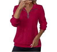 Sweatshirts Jumpers for Women UK Cable Knit Lapel Half Zip Pullover Knit Ladies Long Sleeve Tunics Sweaters Fall Winter Tops Warm Tunics for Office Daily Wear Hoodies Outfit Clothing Women’s Sweaters