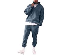 Sweatshirts Set Men Warm Fashion Men's Jogger Tracksuit Solid Stand Collar Sweatshirt Casual 2 Pieces Sports Suits Darkblue