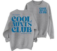Sweatshirts Women Aunt Sweatshirt Cool Aunts Club Crewneck Pullover Tops Funny Letter Print Long Sleeve Sweatshirt (Grey, L)