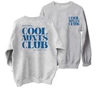 Sweatshirts Women Aunt Sweatshirt Cool Aunts Club Crewneck Pullover Tops Funny Letter Print Long Sleeve Sweatshirt (Light Gray, M)