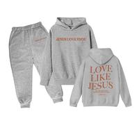 Sweatsuit Set Girls Athletic Tracksuits LOVE LIKE JESUS Hooded Sweatshirt + Elastic Waist Jogger Sweatpants Kids Sport Sweatsuit