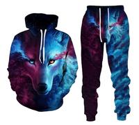 Sweatsuits for Men 3D Animal Wolf Print 2 Piece Tracksuit Sets Hoodie Sweatpants for Jogging Suits S-4XL (style6,2XL)