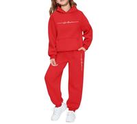 Sweatsuits Girls Tracksuit Sets Los Angeles Letter Print Long Sleeve Sweatshirt + Elastic Sweatpants Loungewear Sets Y2K Activewear Suit Red