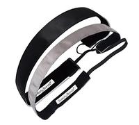 Sweaty Bands Womens Girls Headband - Non-Slip Velvet-Lined Athletic Hairband - 2-Pack Wicked Black 1-Inch and Rock Solid Gray 5/8-Inch