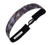 Sweaty Bands Womens Girls Headband - Non-Slip Velvet-Lined Workout Hairband - Booty Camp Camo Black Gray 1-Inch