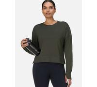 Sweaty Betty After Class Cotton Modal Crop Sweatshirt Dark Green