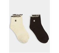Sweaty Betty Women's Frill Mini Crew Sock 2 Pack - Creme Beige/Sable Brown - Size: 2-5