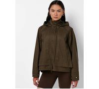 Sweaty Betty Women's Motion Waterproof Cropped Parka - Brown Mini Check Print - Size: Large