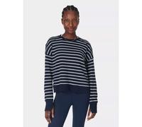 Sweaty Betty Womens Navy White Stripe After Class Crop Sweatshirt