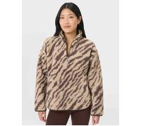 Sweaty Betty Women's Plush Half Zip Fleece - Beige Linear Texture Print - Size: XS
