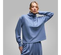 Sweaty Betty Women's Sand Wash Half Zip Crop Sweatshirt, Blue XS