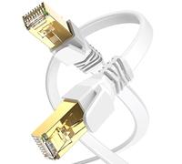 SWECENT CAT 8 Ethernet Cable 7.5M,Flat High Speed Internet Heavy Duty Network Cord,Professional Durable LAN Cable Shielded in Wall, Buried,Indoor&Outdoor-White