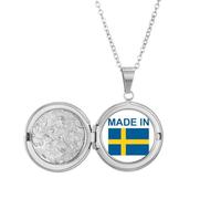 Sweden Country Love Locket Necklace Hold Picture Jewelry Birthday Gift