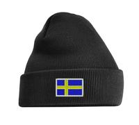 Sweden Flag Beanie for Adults & Kids - Warm Knit Hat with Swedish Flag Design - Unisex Winter Cap for All Ages (UK, Alpha, One Size, Adults, Black)
