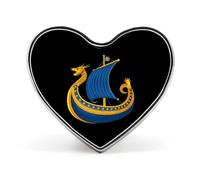 Sweden Flag Dragon Boat Viking Funny Lapel Pins Heart Button Brooch Badge Pin Hat Clothes Bag Jewelry for Men Women