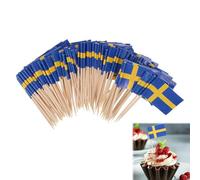 Sweden Flag Skewers, Toothpick with Swedish Flag, Sweden Cocktail Stick Flags, Toothpick Paper Flag for Sweden, Sweden Flag Toothpicks, for Cupcakes, Tableware Decorations, Pack of 100