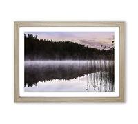 Sweden Forest & Lake Landscape (3) Framed Print | A2 Oak Framed Wall Art | Ready to Hang | Modern Landscape Picture | Living Room Bedroom Lounge Office