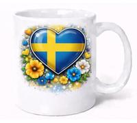 Sweden Heart Flag Patriotic Coffee Mug Travel Souvenir Gift Mug