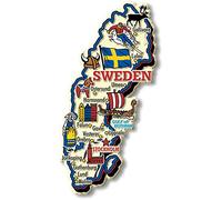 Sweden Jumbo Country Map Magnet by Classic Magnets, 3D Rubber Vintage-Style Collectible Souvenirs and Gifts Made in The USA