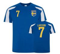 Sweden Junior Sports Style Training Jerseys - Larsson 7 in Blue | Size: 3-4 Years Sweden Blue 3-4 Years