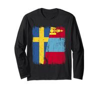 Sweden Mongolia Half Flag Swedish Mongolian Jersey Long Sleeve T-Shirt