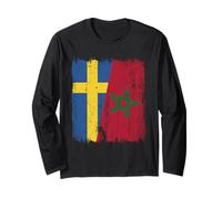 Sweden Morocco Half Flag Swedish Moroccan Heritage Jersey Long Sleeve T-Shirt