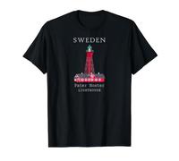 Sweden, Pater Noster Lighthouse, Hand-Drawn Value Graphic T-Shirt, Men, Black, M