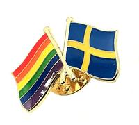 Sweden Swedish Scandinavian Gay Pride LGBT Rainbow Love is Love Friendship Metal Enamel Country Flags Pin Badge